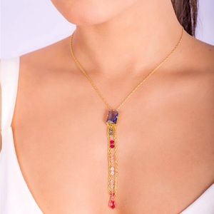 Gorgeous handmade semi-jewelry necklace made with Austrian crystals
